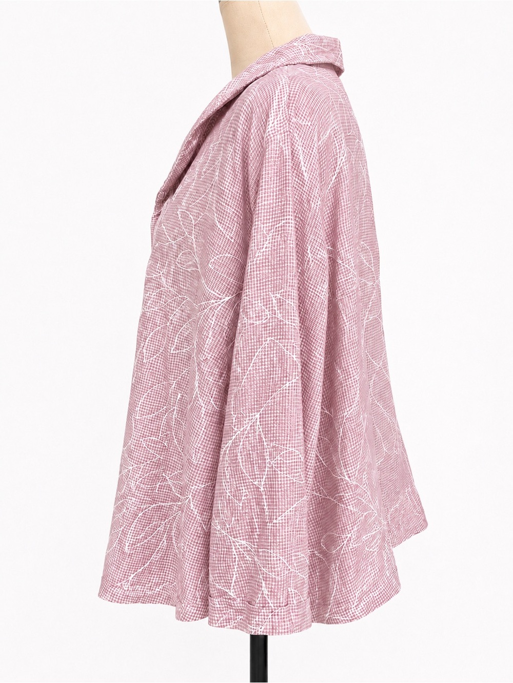 FLAX 100% Linen Pink Lavender Leaf Print Button Front Top Size 1G XL - Picture 3 of 8